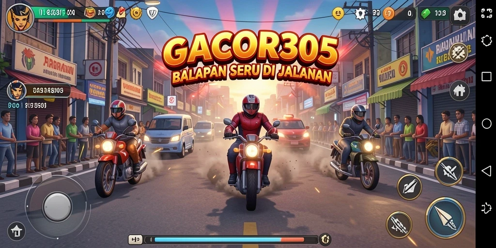 Tampilan gameplay balapan yang mendebarkan di GACOR305.