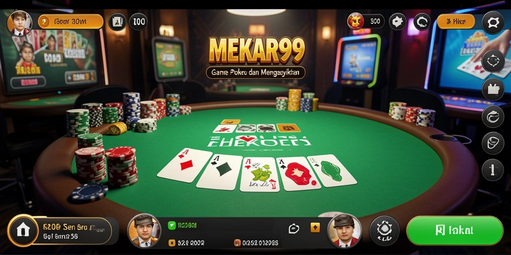 Tampilan gameplay seru di MEKAR99 untuk penggemar Poker.