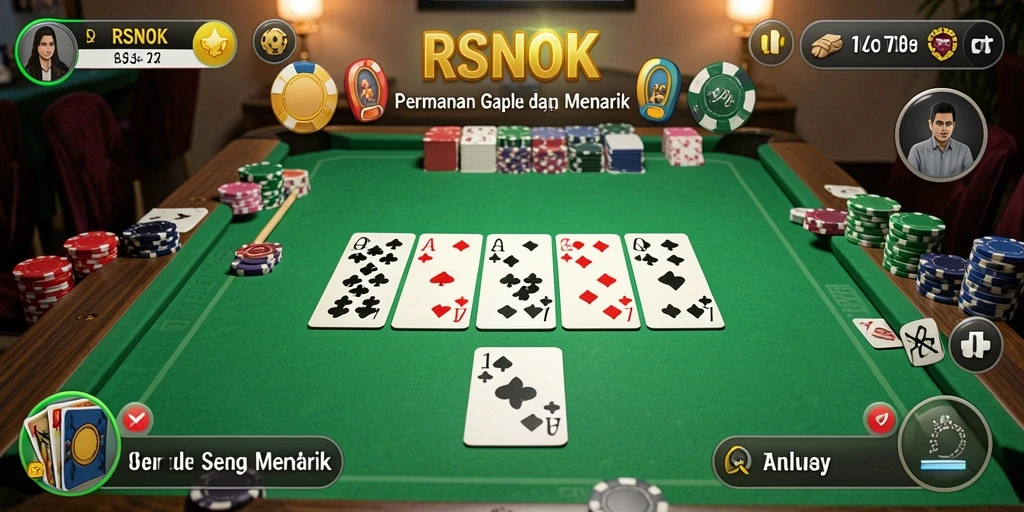 Screenshot gameplay RSNOK menampilkan pengalaman bermain Gaple yang mendebarkan.